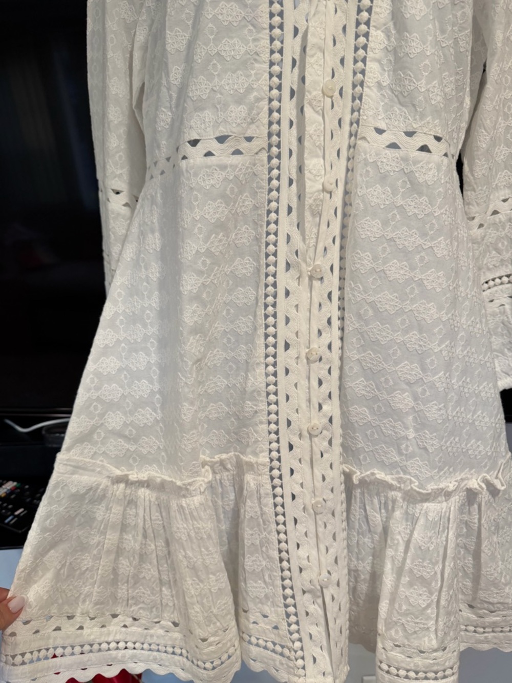 Veronica Beard DAEJA White Eyelet V-Neck Mini Dress⭐️ - Picture 6 of 16